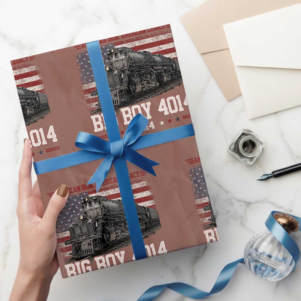 Vintage USA Steam Locomotive Patriotic Pride Wrapping Paper Roll American Iron American Legacy