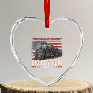 Vintage USA Steam Locomotive Patriotic Pride Heart Crystal Glass Ornament American Iron American Legacy