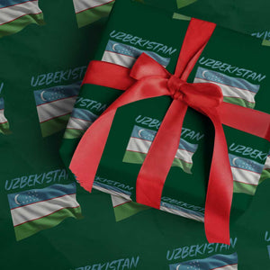 Vintage Uzbekistan Flag Wrapping Paper Roll Proud Uzbek Roots Gift