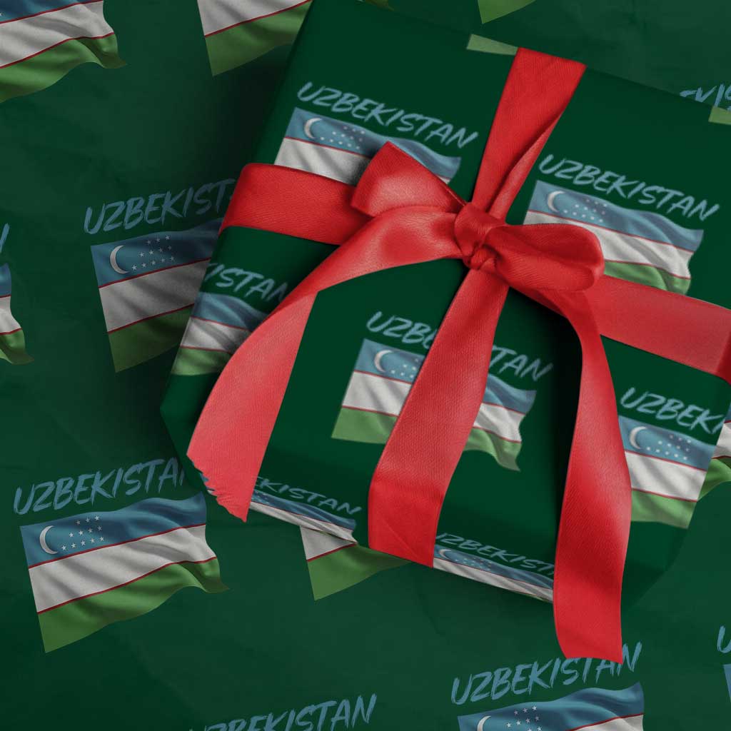Vintage Uzbekistan Flag Wrapping Paper Roll Proud Uzbek Roots Gift TS12 Green Print Your Wear