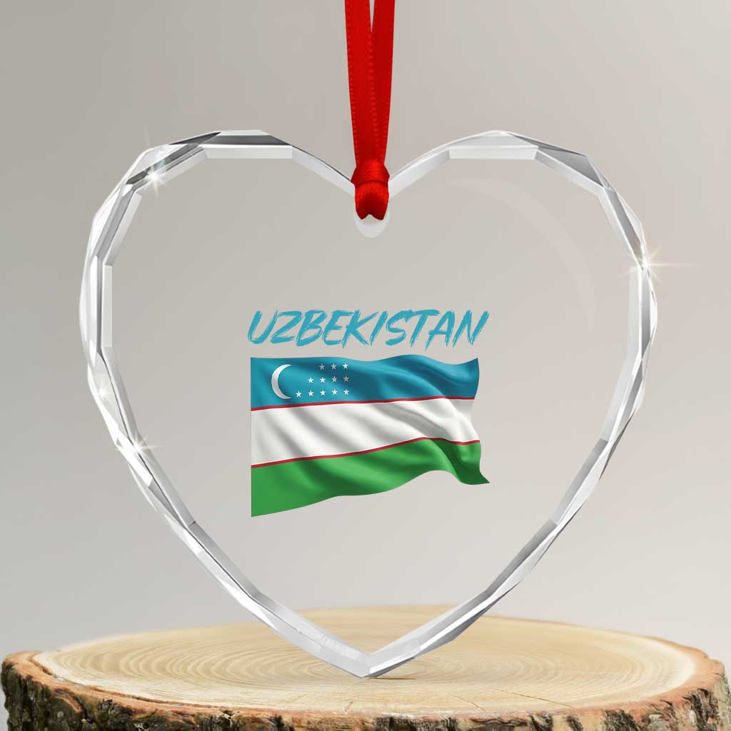 Vintage Uzbekistan Flag Heart Crystal Glass Ornament Proud Uzbek Roots Gift TS12 Transparent Glass 3'' Heart Print Your Wear