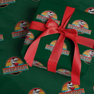 Vintage Valentines Dinosaur Wrapping Paper Roll Funny Dino Meme Skibidi Rizzler TS10 Green Print Your Wear