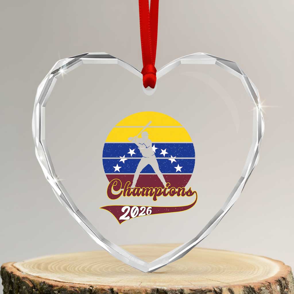 Vintage Venezuela 2026 Champions Heart Crystal Glass Ornament Patriotic Baseball Pride Gift TS12 Transparent Glass 3'' Heart Print Your Wear