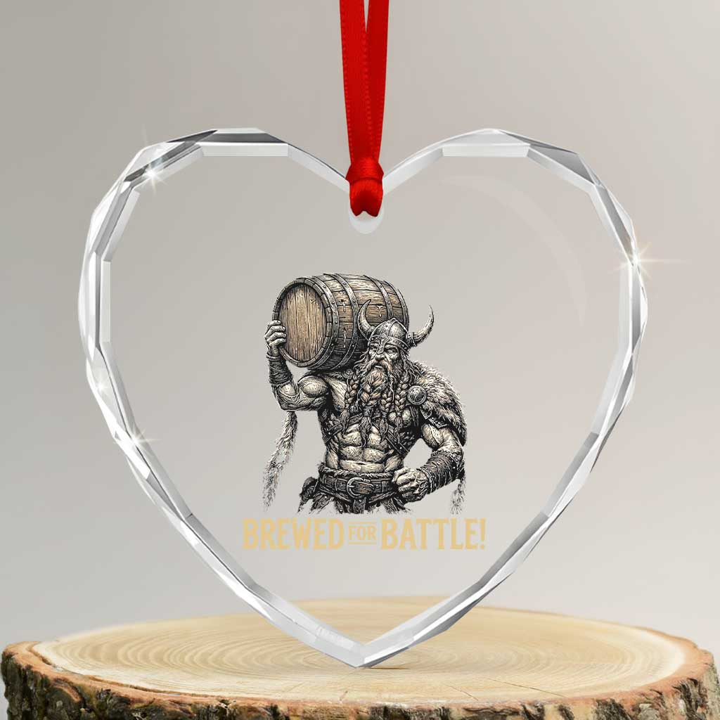 Vintage Viking Beer Drinker Warrior Gift Heart Crystal Glass Ornament Brewed For Battle TS12 Transparent Glass 3'' Heart Print Your Wear