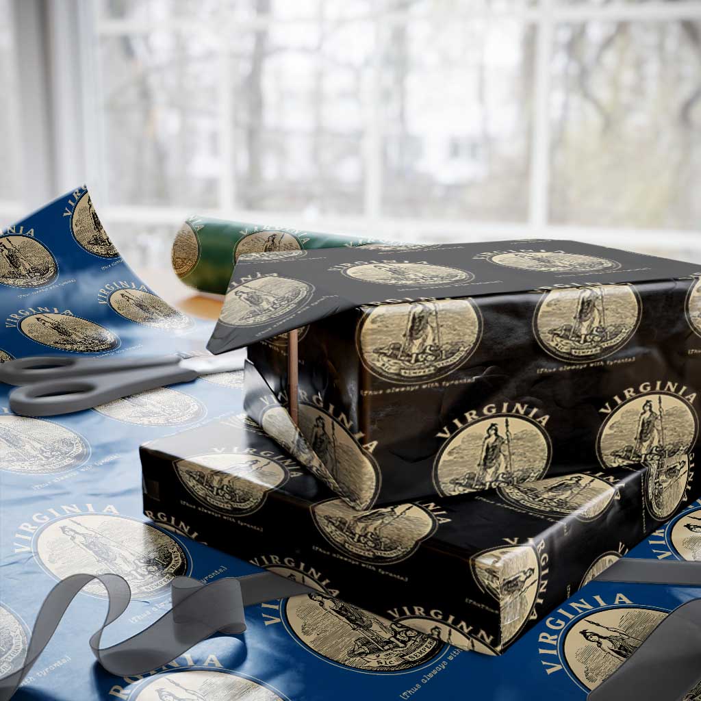 Vintage Virginia Motto Sic Semper Tyrannis Wrapping Paper Roll TS14 Black Print Your Wear