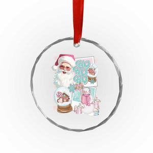 Vintage Xmas Crystal Glass Ornament Pink Santa Claus Ho Ho Ho TS09 Print Your Wear