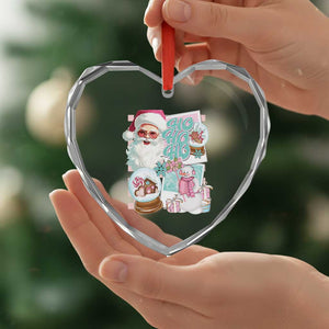 Vintage Xmas Heart Crystal Glass Ornament Pink Santa Claus Ho Ho Ho TS09 Print Your Wear