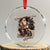 Vintage Xmas Santa Riding Motorcycle Crystal Glass Ornament Santa's Little Rebel Rider Vintage TS09 Transparent Glass 3'' Circle Print Your Wear