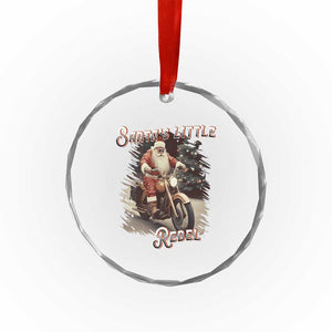 Vintage Xmas Santa Riding Motorcycle Crystal Glass Ornament Santa's Little Rebel Rider Vintage TS09 Print Your Wear