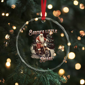 Vintage Xmas Santa Riding Motorcycle Crystal Glass Ornament Santa's Little Rebel Rider Vintage TS09 Print Your Wear