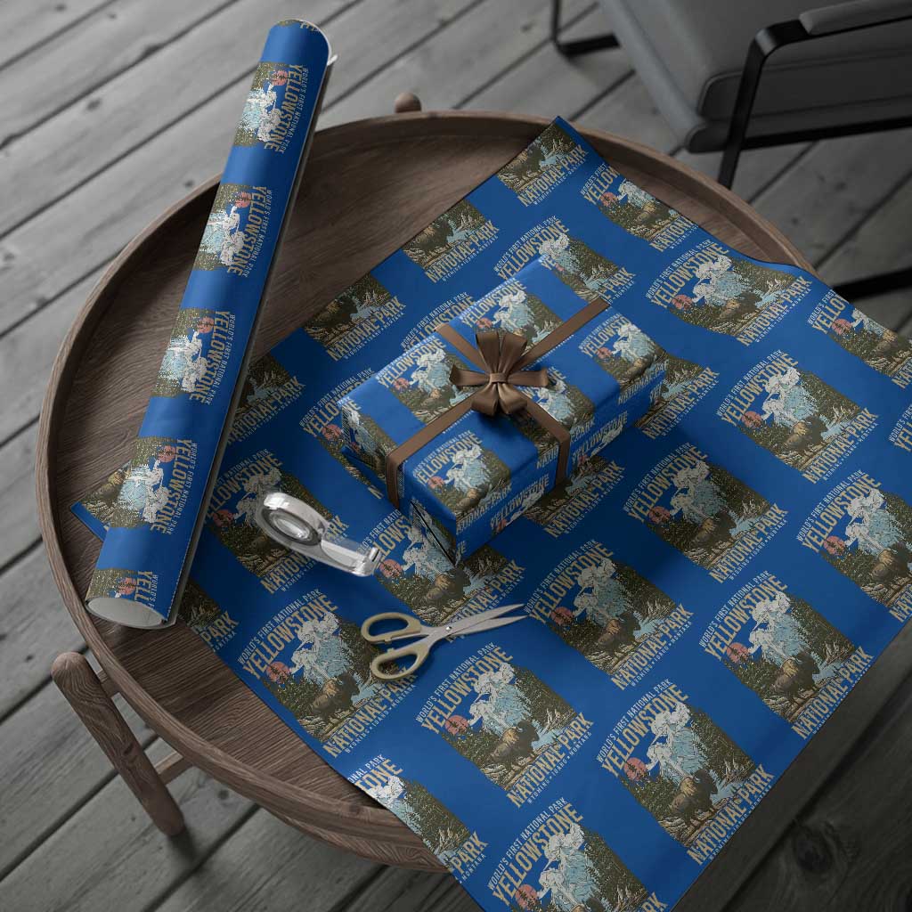 Vintage Yellowstone National Park Wrapping Paper Roll Retro Nature Wildlife Outdoor Hiking Camping Forest TS10 Blue Print Your Wear