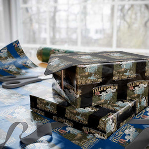 Vintage Yellowstone National Park Wrapping Paper Roll Retro Nature Wildlife Outdoor Hiking Camping Forest TS10 Black Print Your Wear