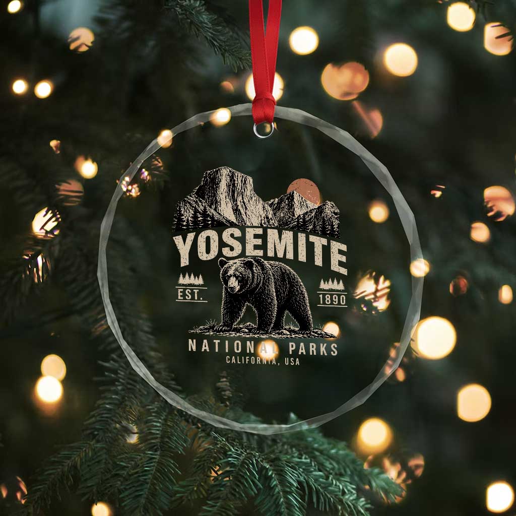 Vintage Yosemite National Park Crystal Glass Ornament Retro Bear Nature Wildlife Forest TS10 Print Your Wear