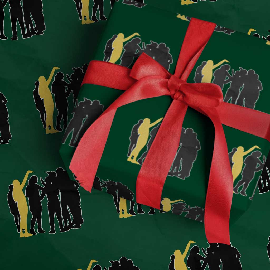 Viral Basketball Pointing Huddle Wrapping Paper Roll Funny Women Sports Culture Meme Yellow Silhouette Graphic TS02 Green Print Your Wear