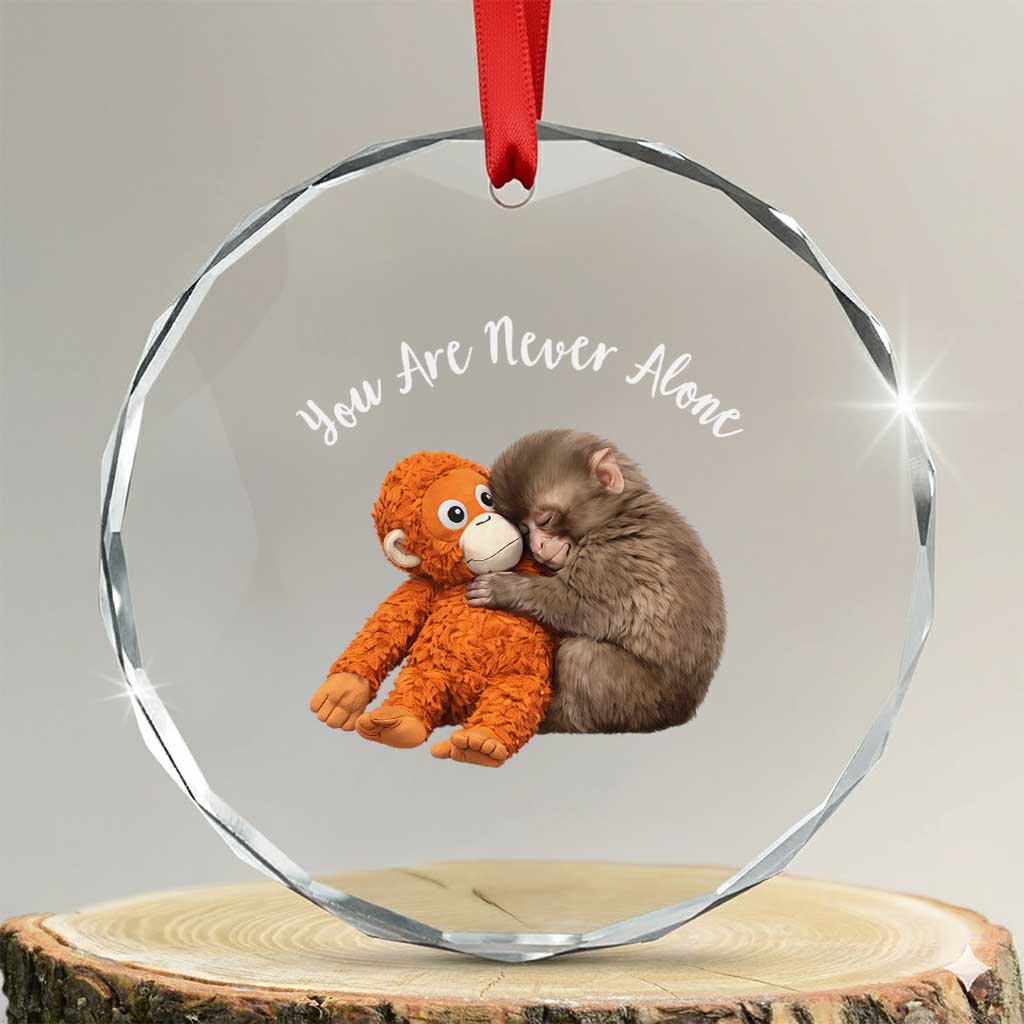 Viral Punch Monkey Crystal Glass Ornament Cute Baby Monkey With Plush Toy Animal Lovers TS10 Transparent Glass 3'' Circle Print Your Wear