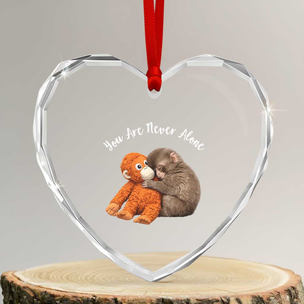 Viral Punch Monkey Heart Crystal Glass Ornament Cute Baby Monkey With Plush Toy Animal Lovers TS10 Transparent Glass 3'' Heart Print Your Wear