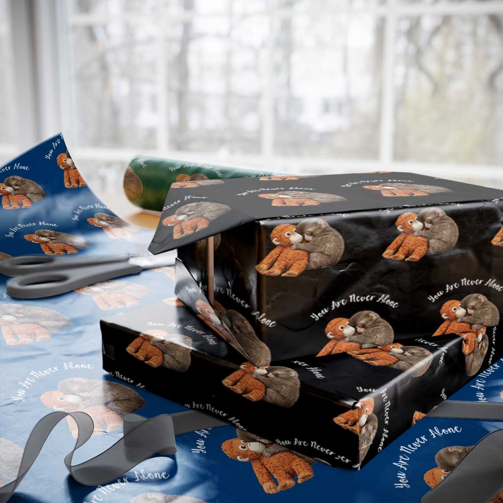 Viral Punch Monkey Wrapping Paper Roll Cute Baby Monkey With Plush Toy Animal Lovers TS10 Black Print Your Wear