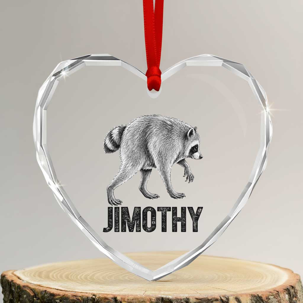 Viral Seattle Jimothy the Raccoon Heart Crystal Glass Ornament Vintage Trash Panda Meme Graphic TS02 Transparent Glass 3'' Heart Print Your Wear