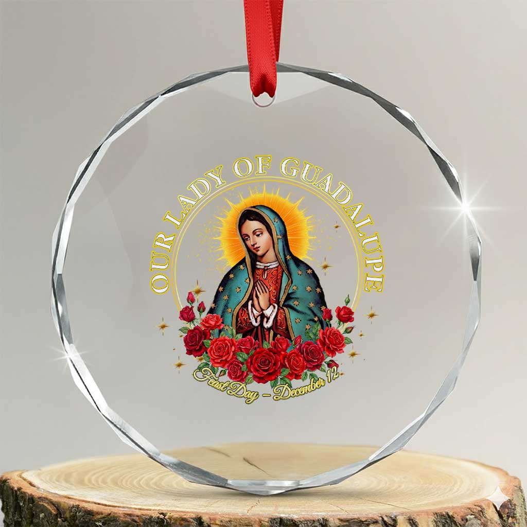 Virgen De Guadalupe Catholic Crystal Glass Ornament Our Lady Of Guadalupe TS14 Transparent Glass 3'' Circle Print Your Wear