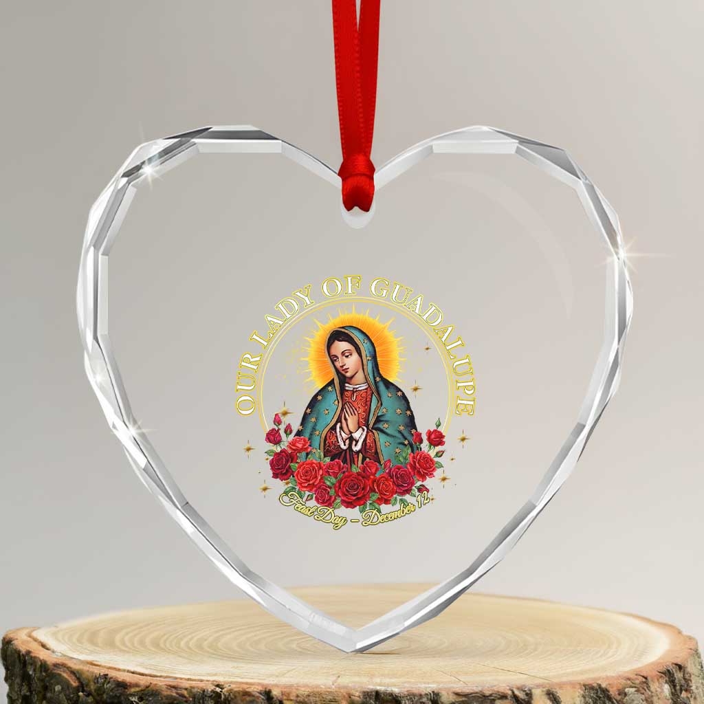 Virgen De Guadalupe Catholic Heart Crystal Glass Ornament Our Lady Of Guadalupe TS14 Transparent Glass 3'' Heart Print Your Wear