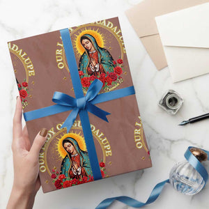 Virgen De Guadalupe Catholic Wrapping Paper Roll Our Lady Of Guadalupe TS14 Mocha Print Your Wear