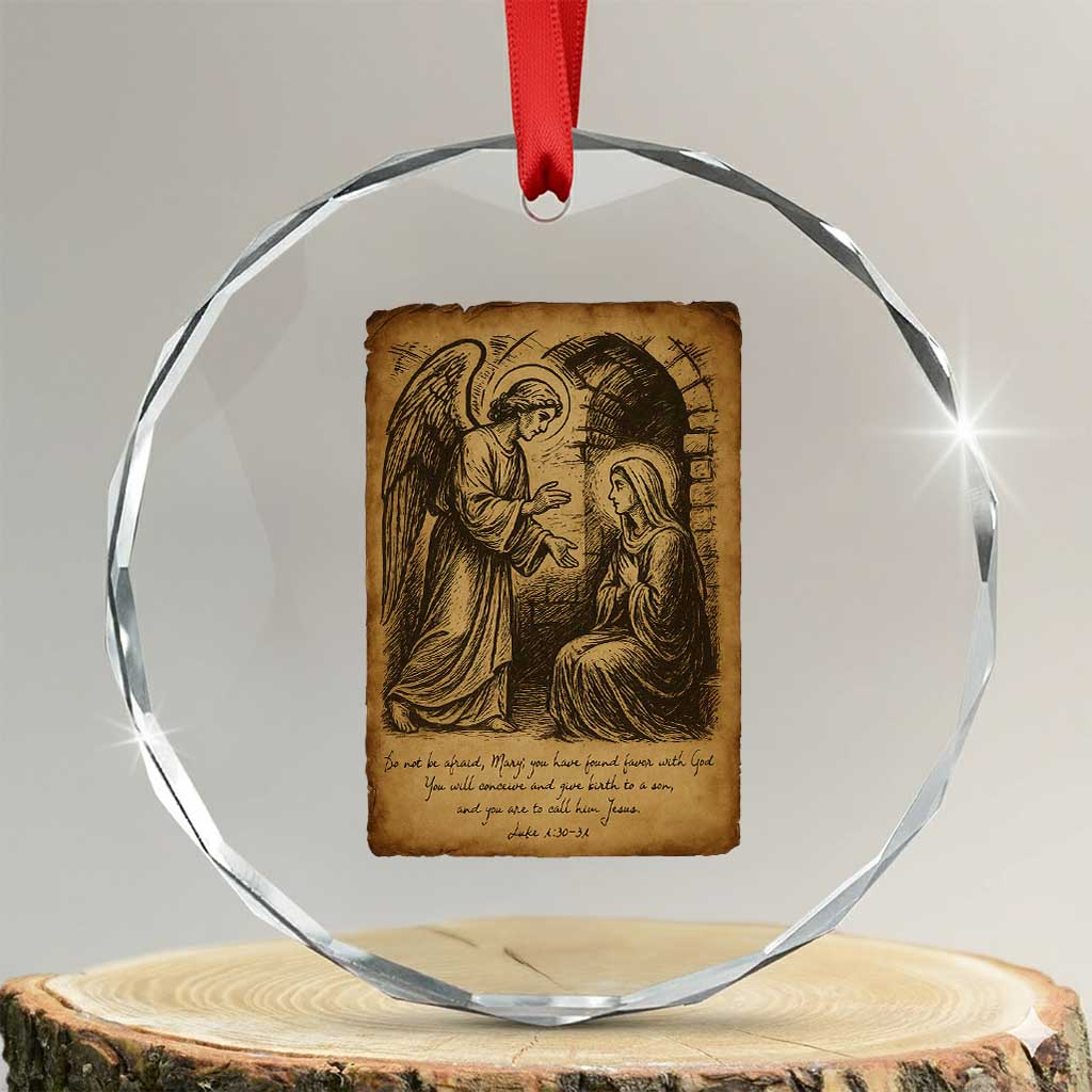Virgin Mary Crystal Glass Ornament Angel Gabriel Luke 1:30 Christian TS14 Transparent Glass 3'' Circle Print Your Wear