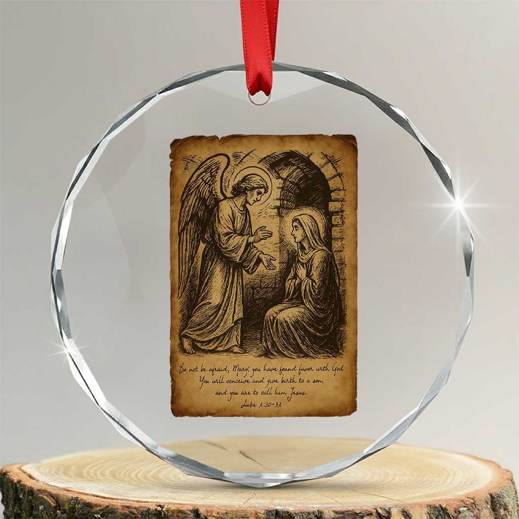 Virgin Mary Crystal Glass Ornament Angel Gabriel Luke 1:30 Christian TS14 Transparent Glass 3'' Circle Print Your Wear