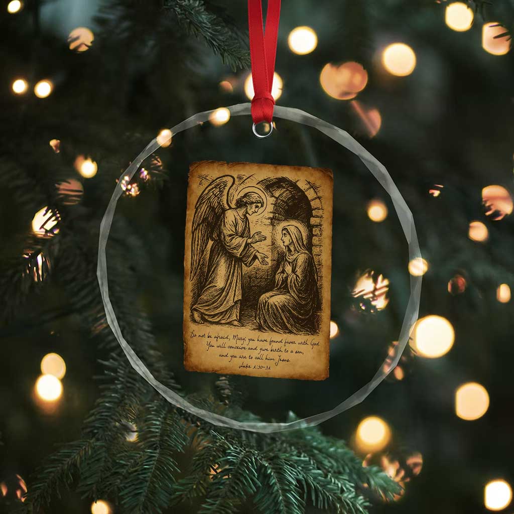 Virgin Mary Crystal Glass Ornament Angel Gabriel Luke 1:30 Christian TS14 Print Your Wear