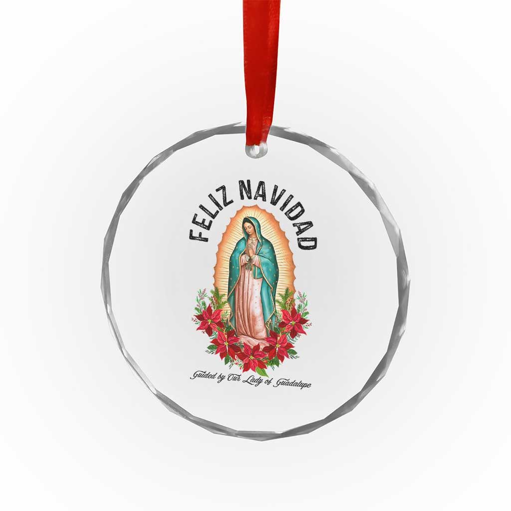 Virgin Mary Feliz Navidad Crystal Glass Ornament Our Lady Virgen De Guadalupe TS14 Print Your Wear