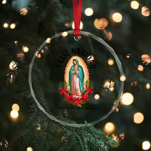 Virgin Mary Feliz Navidad Crystal Glass Ornament Our Lady Virgen De Guadalupe TS14 Print Your Wear