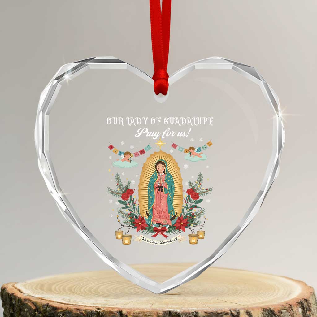Virgin Mary Heart Crystal Glass Ornament Our Lady Of Guadalupe Pray For Us TS14 Transparent Glass 3'' Heart Print Your Wear