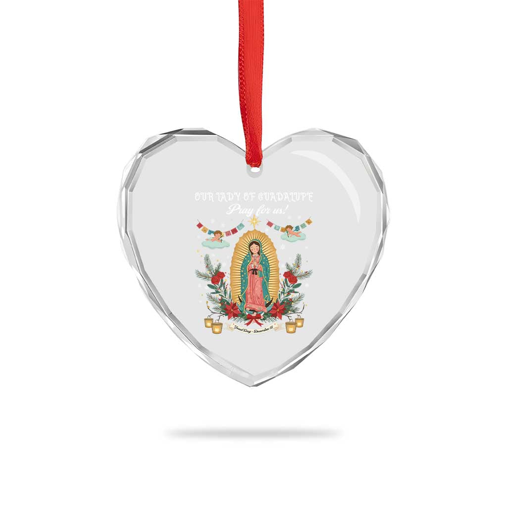 Virgin Mary Heart Crystal Glass Ornament Our Lady Of Guadalupe Pray For Us TS14 Print Your Wear