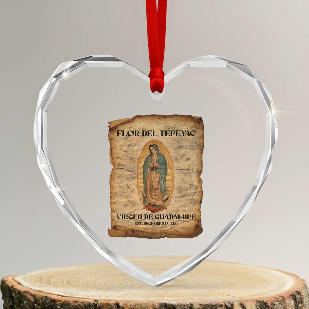 Virgin Mary Heart Crystal Glass Ornament Our Lady Virgen De Guadalupe TS14 Transparent Glass 3'' Heart Print Your Wear