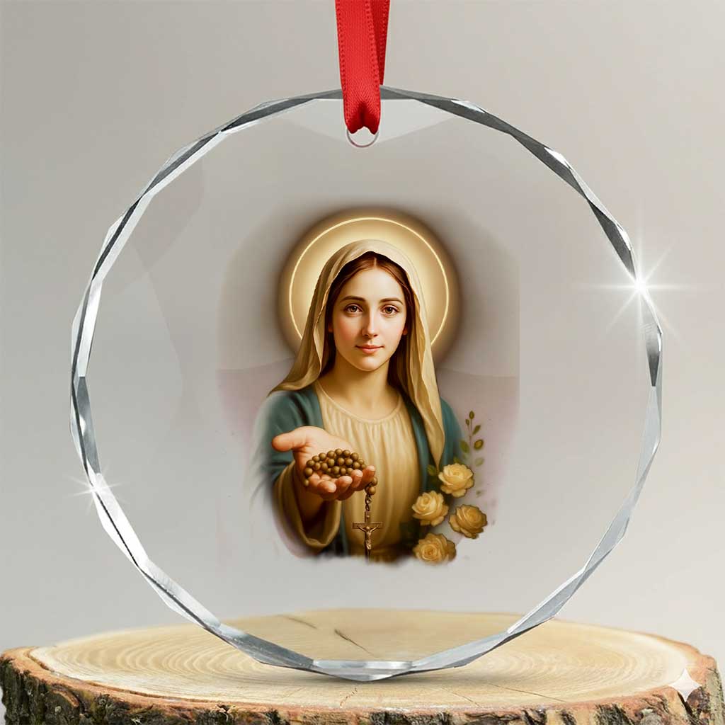 Virgin Mary Maria Crystal Glass Ornament Catholic Christian Faith TS14 Transparent Glass 3'' Circle Print Your Wear