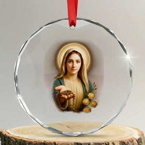 Virgin Mary Maria Crystal Glass Ornament Catholic Christian Faith TS14 Transparent Glass 3'' Circle Print Your Wear