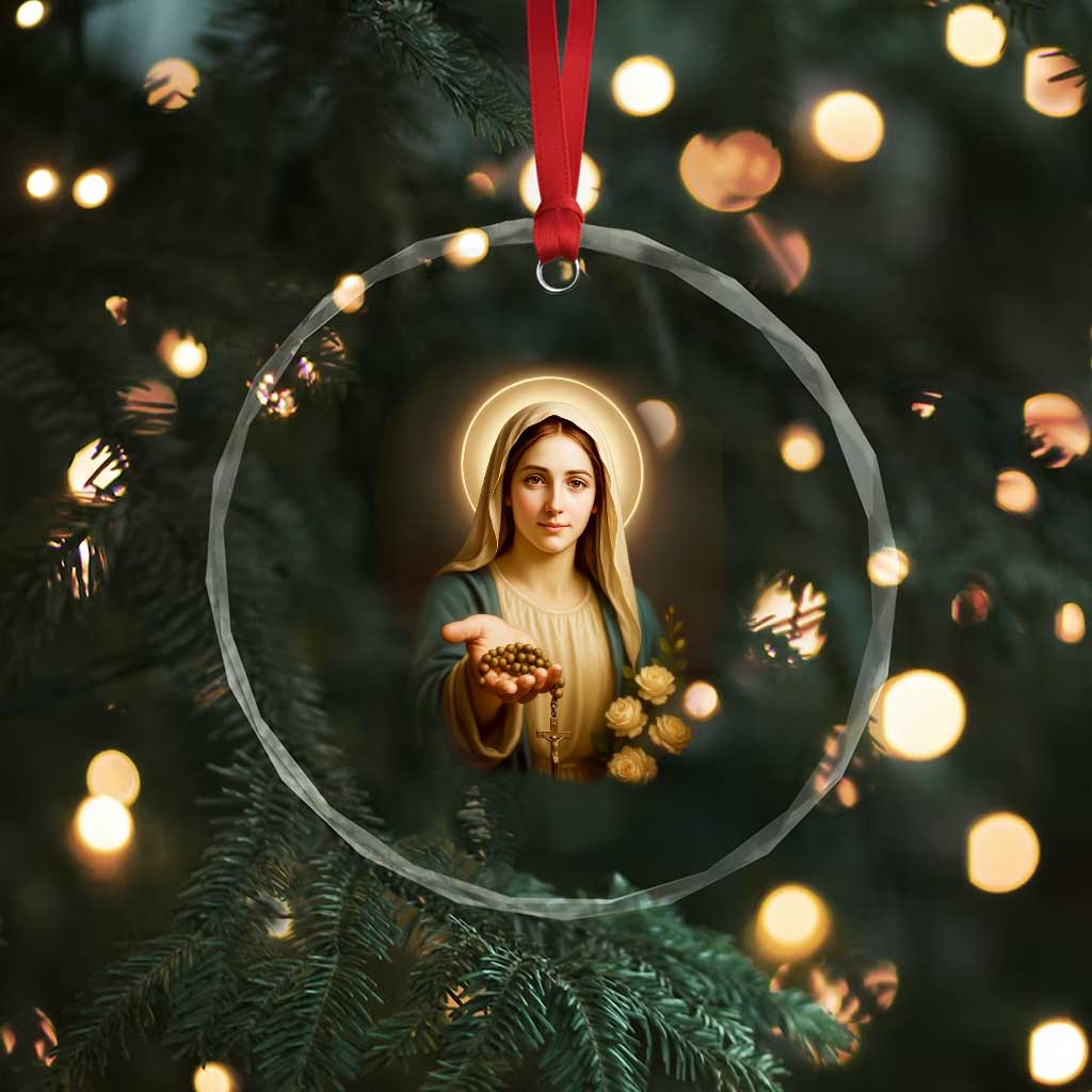 Virgin Mary Maria Crystal Glass Ornament Catholic Christian Faith TS14 Print Your Wear