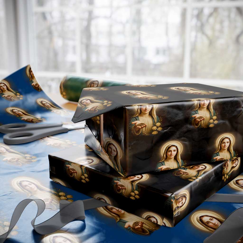 Virgin Mary Maria Wrapping Paper Roll Catholic Christian Faith TS14 Black Print Your Wear