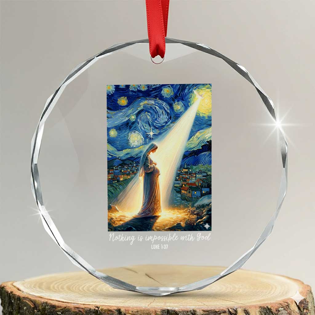 Virgin Mary Starry Night Crystal Glass Ornament Luke 2:11 Christian Faith TS14 Transparent Glass 3'' Circle Print Your Wear