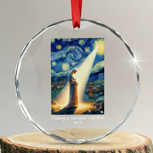 Virgin Mary Starry Night Crystal Glass Ornament Luke 2:11 Christian Faith TS14 Transparent Glass 3'' Circle Print Your Wear
