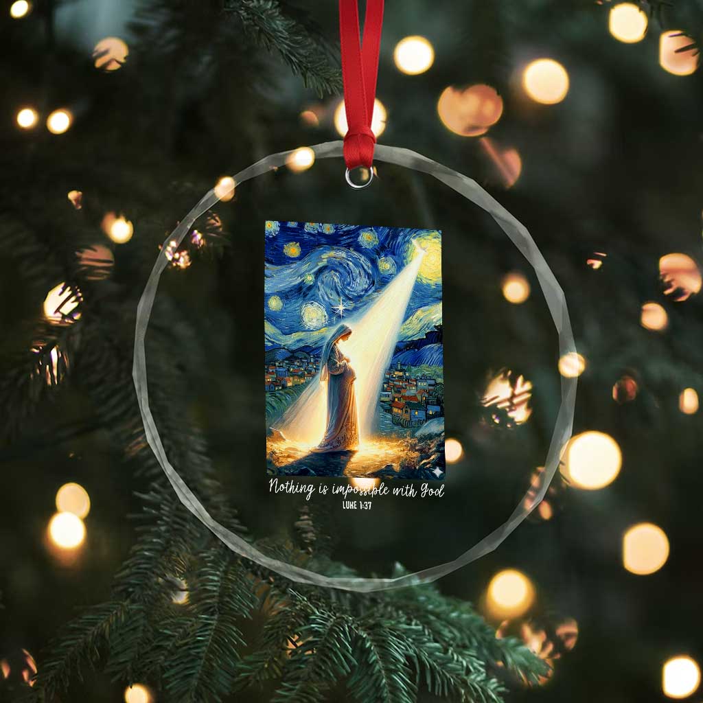 Virgin Mary Starry Night Crystal Glass Ornament Luke 2:11 Christian Faith TS14 Print Your Wear