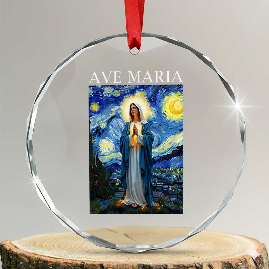 Virgin Mary Starry Night Crystal Glass Ornament Mother of Christ Catholic TS14 Transparent Glass 3'' Circle Print Your Wear