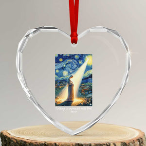 Virgin Mary Starry Night Heart Crystal Glass Ornament Luke 2:11 Christian Faith TS14 Transparent Glass 3'' Heart Print Your Wear