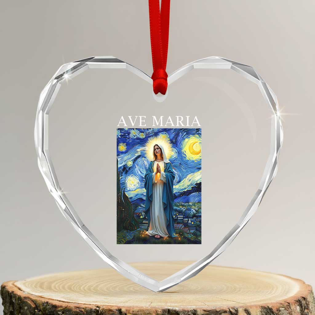 Virgin Mary Starry Night Heart Crystal Glass Ornament Mother of Christ Catholic TS14 Transparent Glass 3'' Heart Print Your Wear