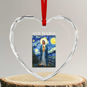 Virgin Mary Starry Night Heart Crystal Glass Ornament Mother of Christ Catholic TS14 Transparent Glass 3'' Heart Print Your Wear