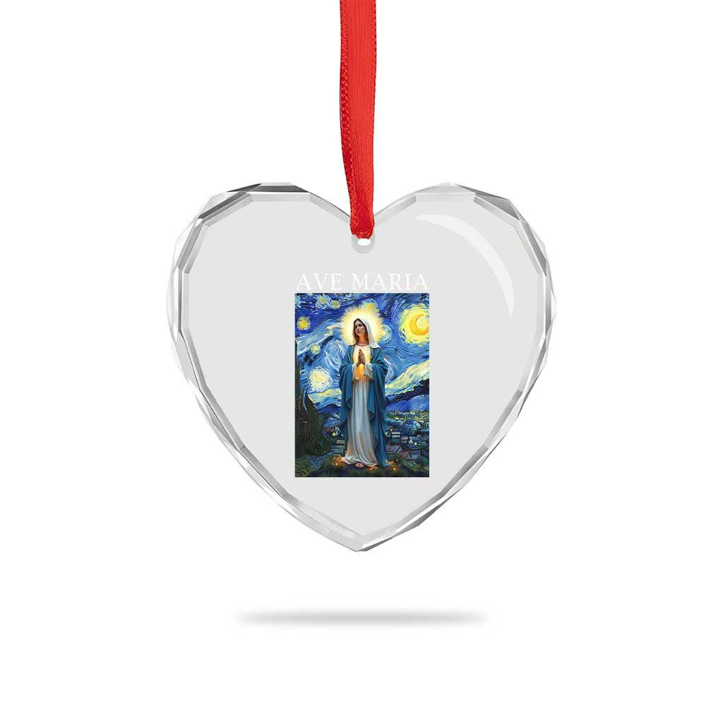 Virgin Mary Starry Night Heart Crystal Glass Ornament Mother of Christ Catholic TS14 Print Your Wear