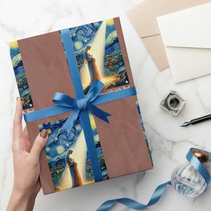 Virgin Mary Starry Night Wrapping Paper Roll Luke 2:11 Christian Faith TS14 Mocha Print Your Wear