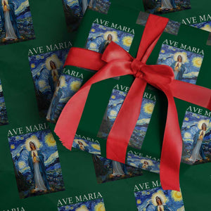 Virgin Mary Starry Night Wrapping Paper Roll Mother of Christ Catholic TS14 Green Print Your Wear
