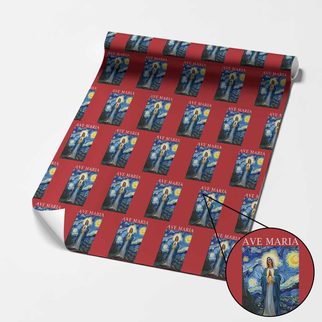 Virgin Mary Starry Night Wrapping Paper Roll Mother of Christ Catholic TS14 Red Print Your Wear