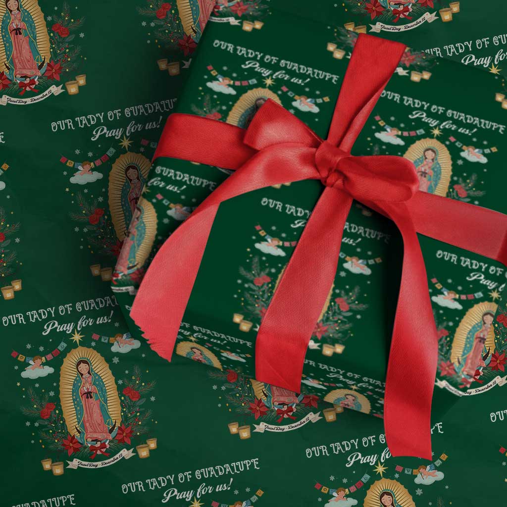 Virgin Mary Wrapping Paper Roll Our Lady Of Guadalupe Pray For Us TS14 Green Print Your Wear