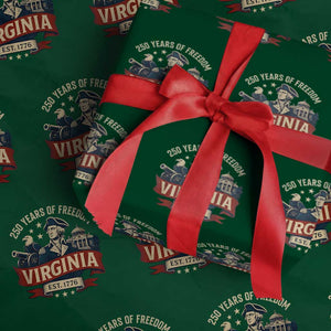 Virginia 250 Years of Freedom Wrapping Paper Roll George Washington Patriotic State Pride Est. 1776 TS02 Green Print Your Wear